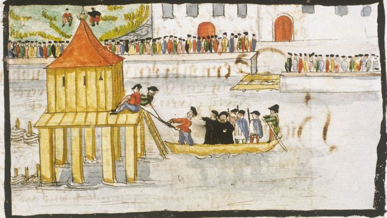 Die Ertränkung der Grüninger Täufer in der Limmat 1528.