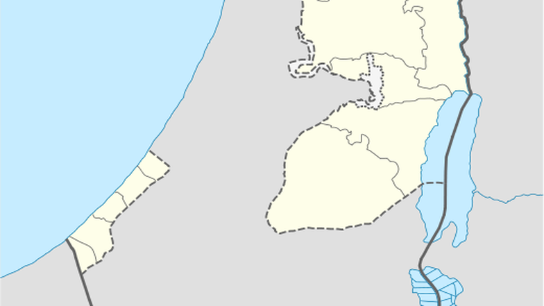 Eine Karte zeigte den Gaza-Streifen und Jerusalem.