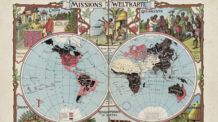 Historische Missions-Weltkarte vom Archiv der Basler Mission