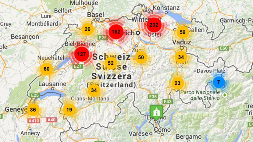 Screenshot der interkativen Karte.