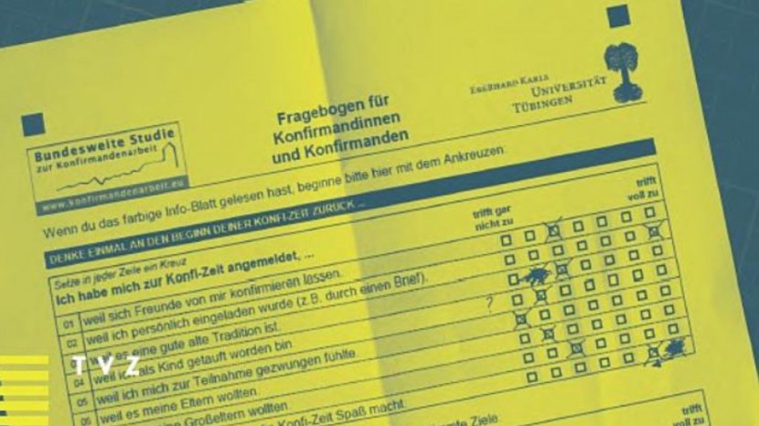 Fragebogen für Konfirmanden (Cover des Buches «Konfirmationsarbeit im Kanton Zürich», TVZ-Verlag).
