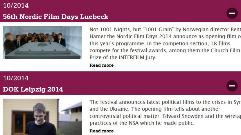 Screenshot der neuen Website von Interfilm.