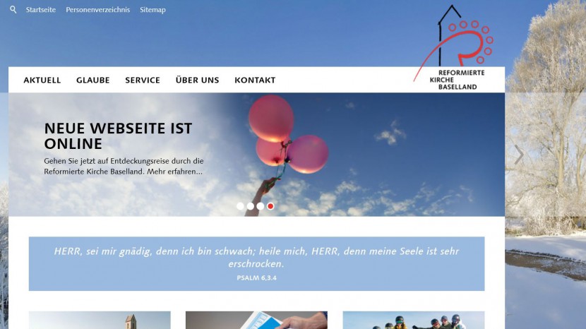 Screenshot der neuen Website.