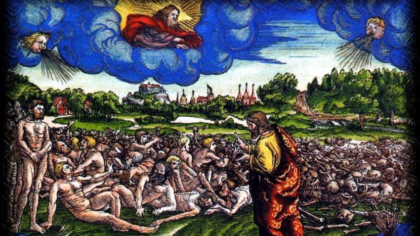 Illustration zum Buch Ezechiel aus einer Lutherbibel von 1534.
