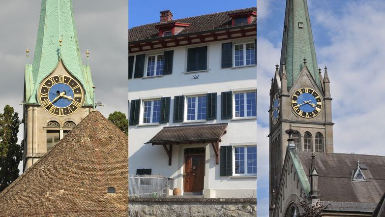 Stellenabbau droht: Die Kirche von Horgen (links), das Pfarrhaus von Urdorf und die Kirche von Wetzikon.
