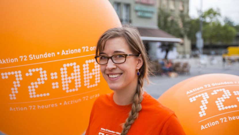 Ballonspektakel anlässlich der Aktion «72 Stunden» in Bern.