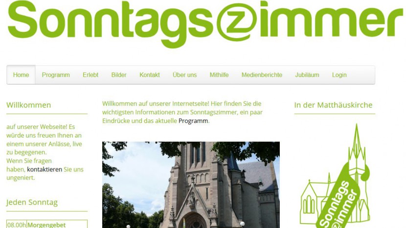Die Website des «Sonntagszimmers».