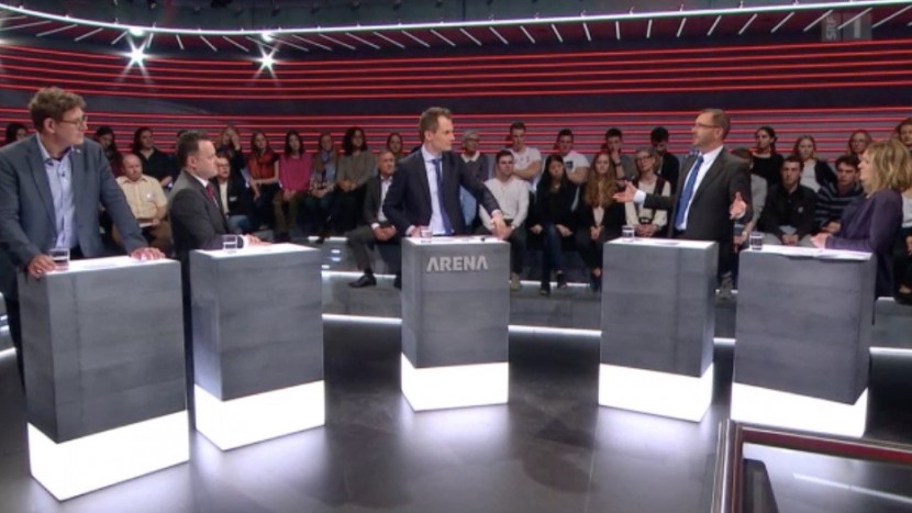 Wilf Gasser, Sebastian Frehner, Jonas Projer, Hans-Peter Portmann und Kathrin Bertschy (von links) diskutierten in der «Arena».