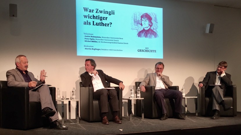 Animierte Diskussion: André Holenstein, Martin Beglinger, Michel Müller und Peter Opitz (von links).