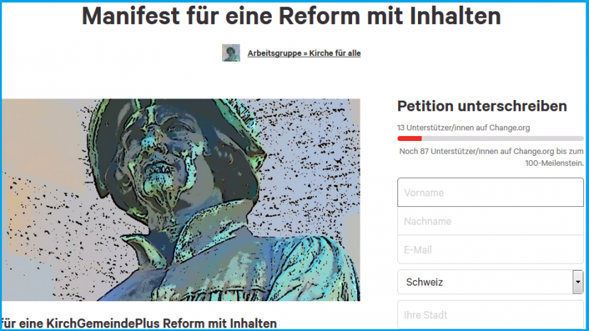Die Arbeitsgruppe «Kirche für alle» sammelt zurzeit Unterschriften.