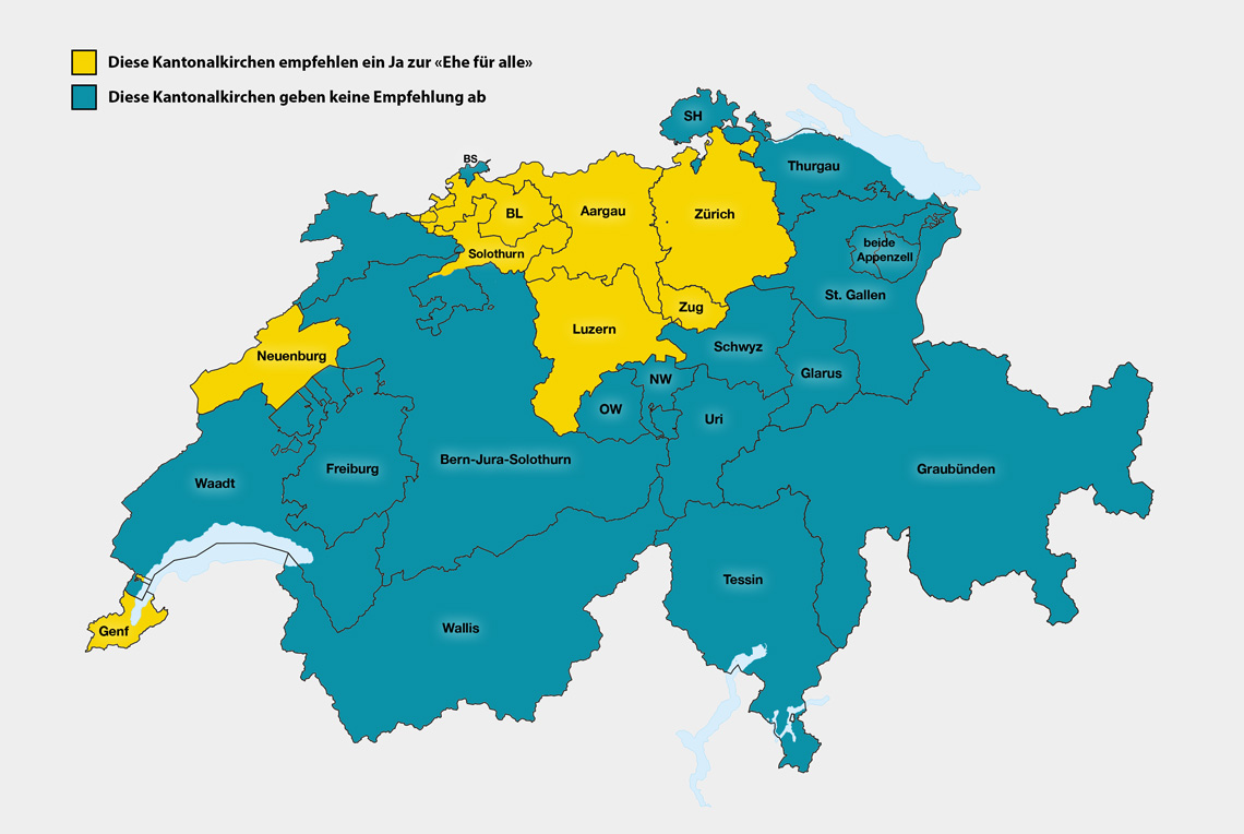Karte - Abstimmungsempfehlung «Ehe für alle»